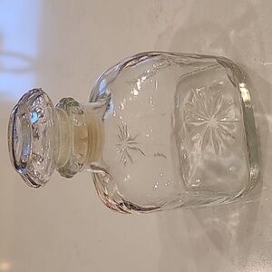Vintage Lavoris Clear Glass Mouthwash Jar with Stopper - Starburst design